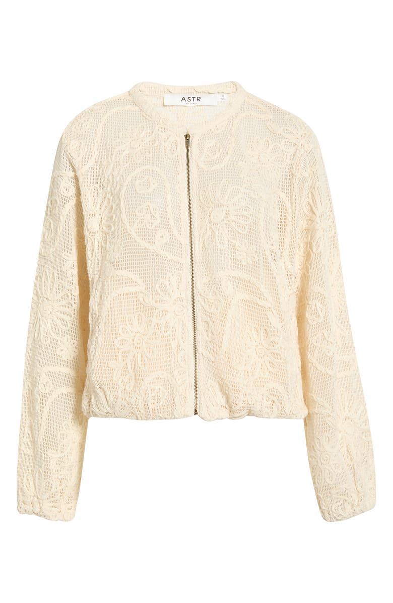 ASTR the Label Aeva Embroidered Floral Lace Jacket, Main, color, Natural