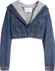 Alaïa Hooded Crop Denim Jacket