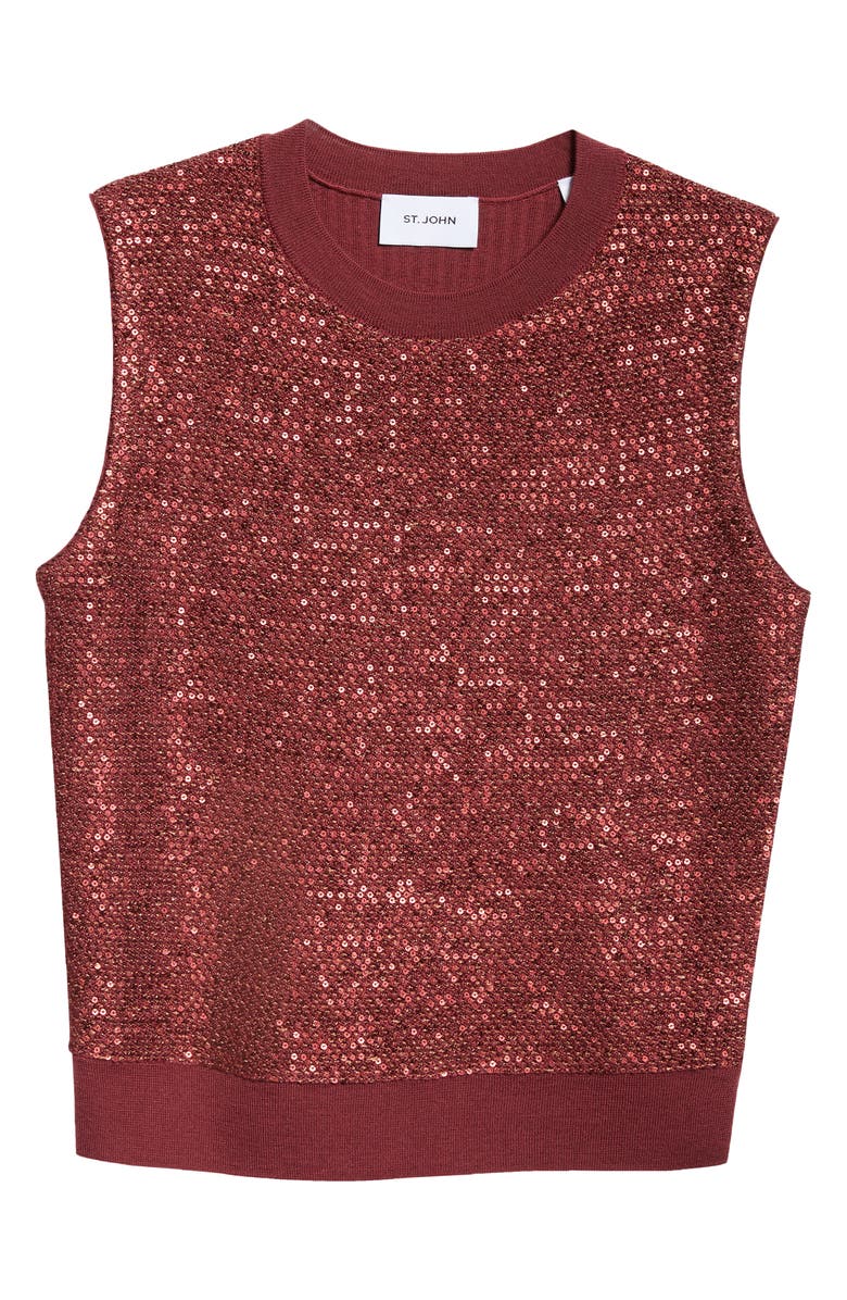St. John Evening Mixed Media Sequin Knit Sleeveless Wool Blend Sweater, Main, color, 