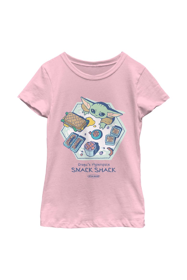 Girls Star Wars The Mandalorian and Grogu The Child Hyperspace Snack Shack T Shirt, Main, color, Light Pink