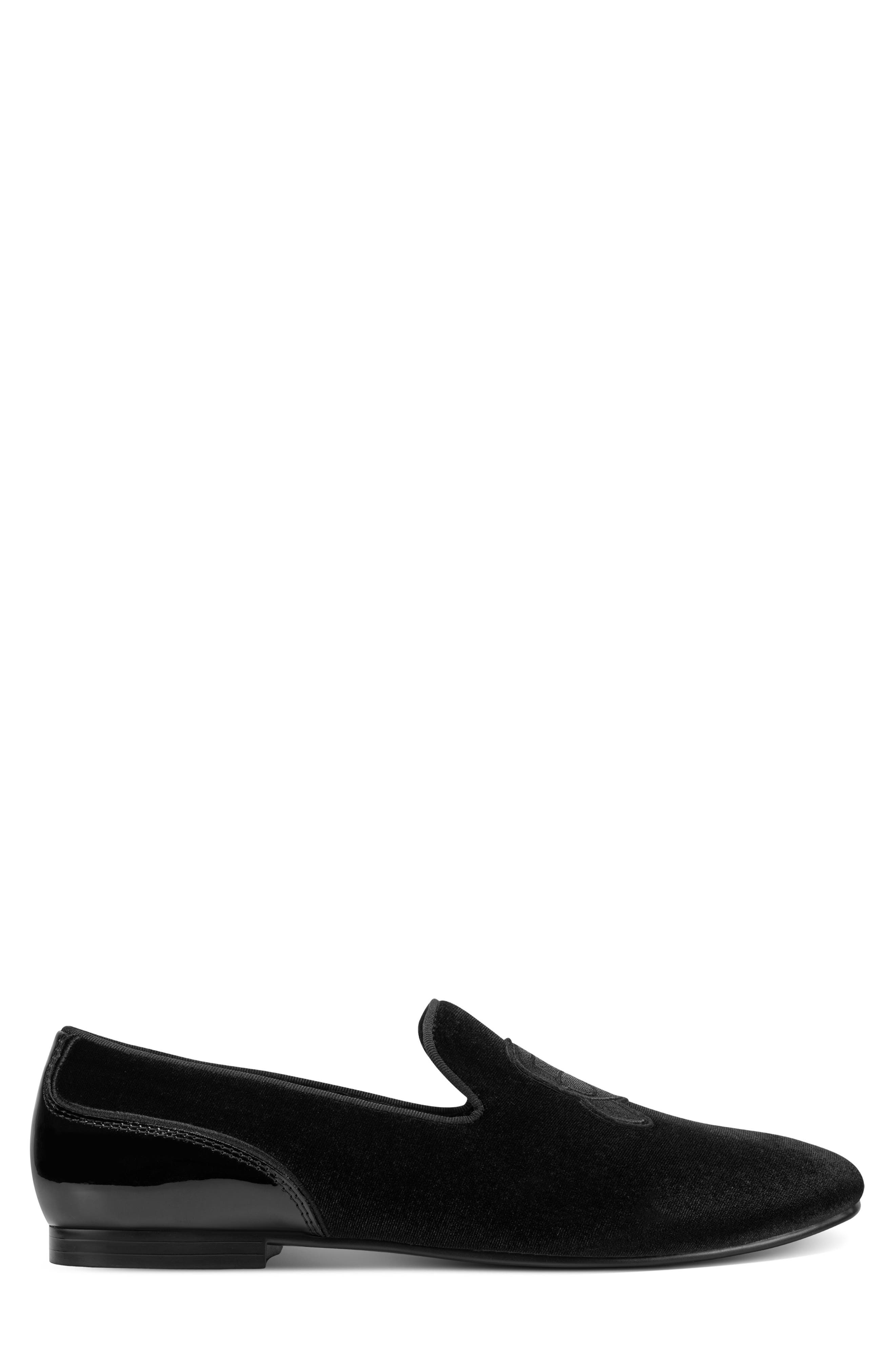 KARL LAGERFELD PARIS Velvet Smoking Slipper, Alternate, color, Black