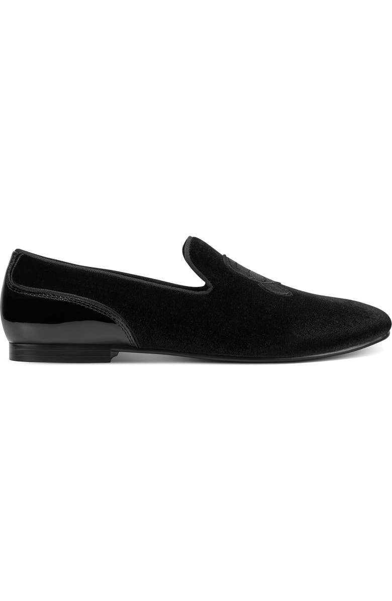 KARL LAGERFELD PARIS Velvet Smoking Slipper, Alternate, color, Black