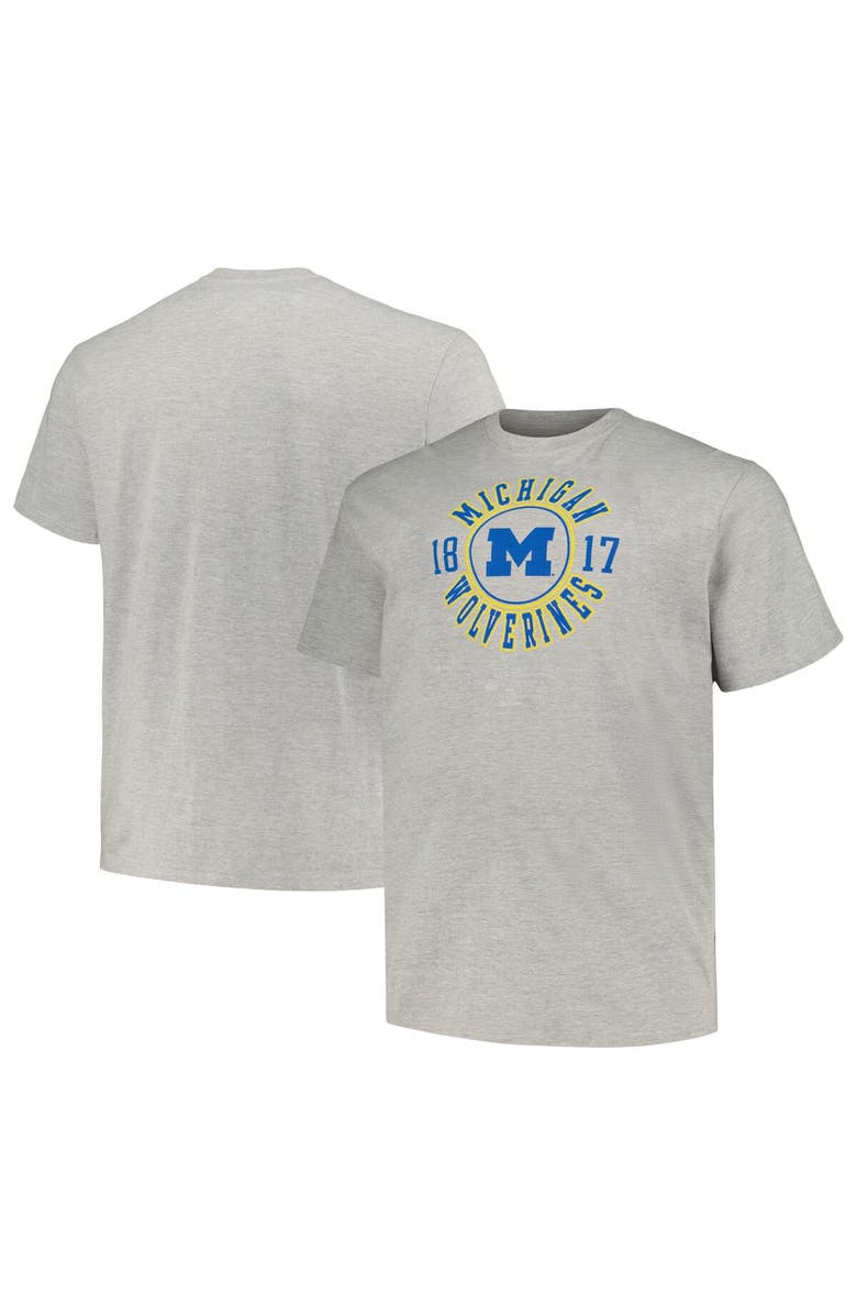 Champion Men's Champion Heather Gray Michigan Wolverines Big & Tall Circle Logo T-Shirt, Main, color, 