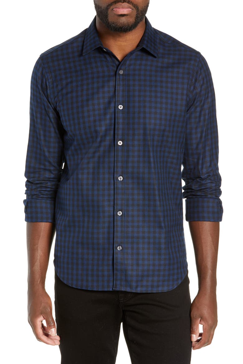 Buffalo Slim Fit Check Flannel Shirt, Main, color, BLUE