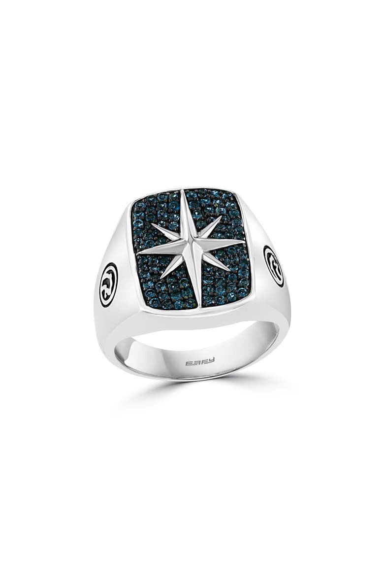 Sterling Silver London Blue Topaz Starburst Ring, Main, color, BLUE