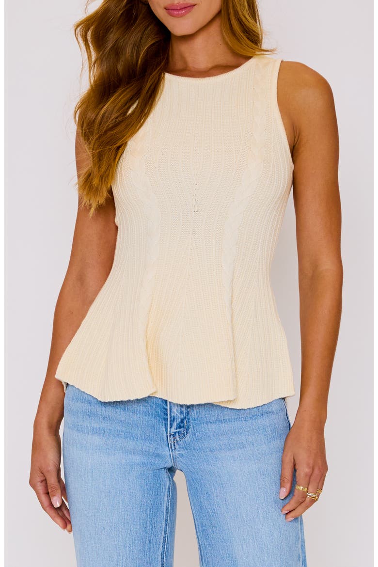 Maggie Peplum Sleeveless Sweater, Main, color, CREAM