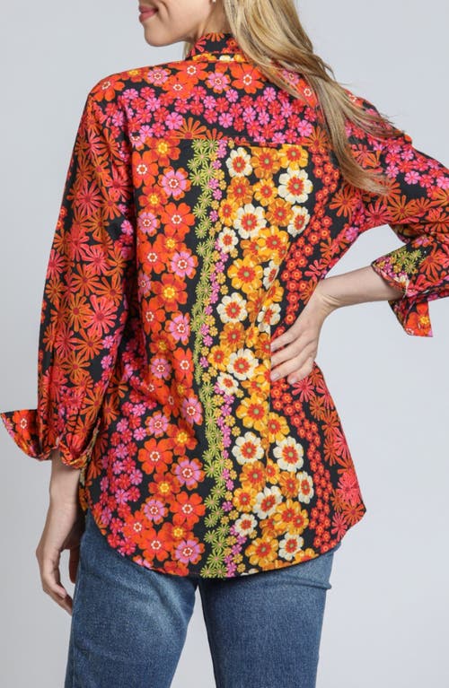 Apny Print Cotton Button-up Shirt In Gold Multi