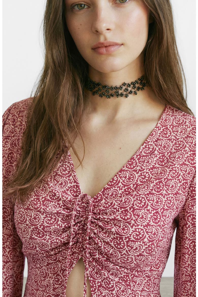 Print Long Sleeve Dress, Alternate, color, RED