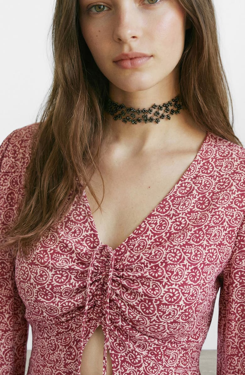 MANGO TEEN Print Long Sleeve Dress, Alternate, color, Red