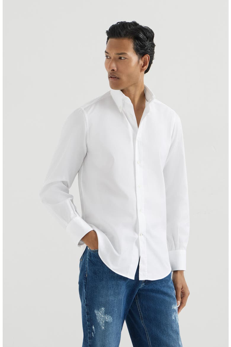 Twill shirt with button-down collar, Main, color, White