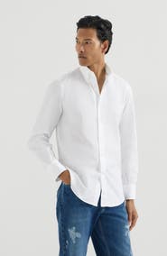 Brunello Cucinelli Twill shirt with button-down collar