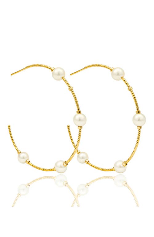 Macrae & Co . X Sharina Faux Pearl Hoop Earrings In Gold