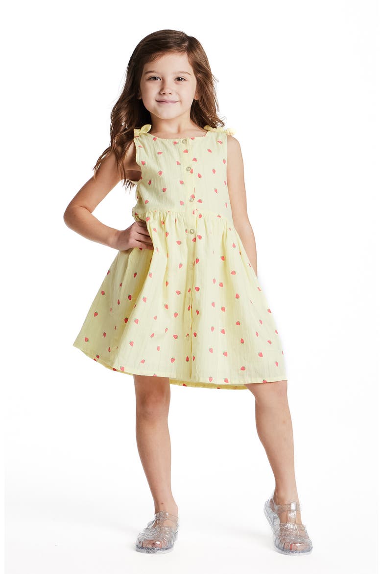 Kids' Strawberry Sleeveless Button-Up Dress, Alternate, color, YELLOW STRIPE