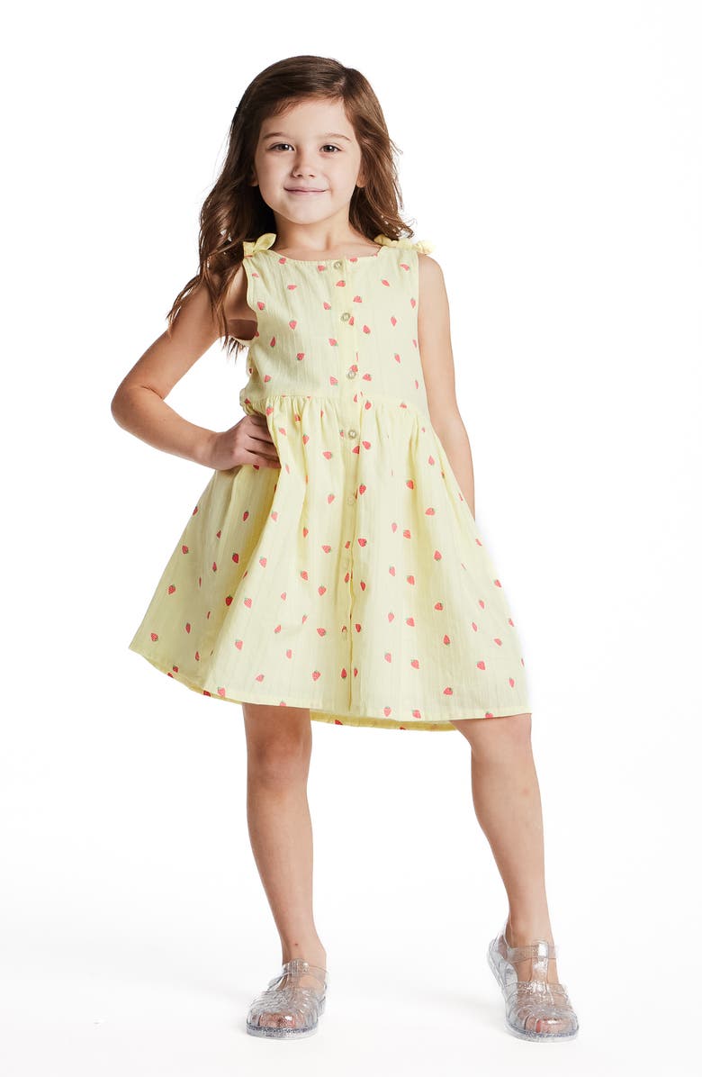 Andy & Evan Kids' Strawberry Sleeveless Button-Up Dress, Alternate, color, Yellow Stripe