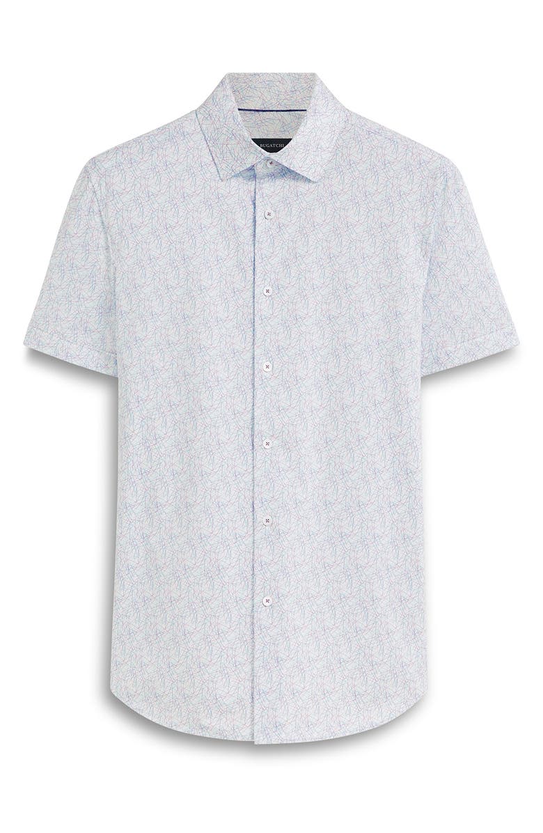 Bugatchi Miles OoohCotton<sup
®</sup
Abstract Short Sleeve Button-Up Shirt, Alternate, color,