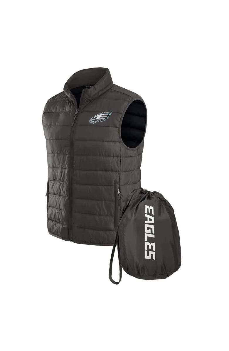 NFL X DARIUS RUCKER Men's NFL x Darius Rucker Collection by Fanatics Gray Philadelphia Eagles Packable Full-Zip Vest with Travel Bag, Main, color, 