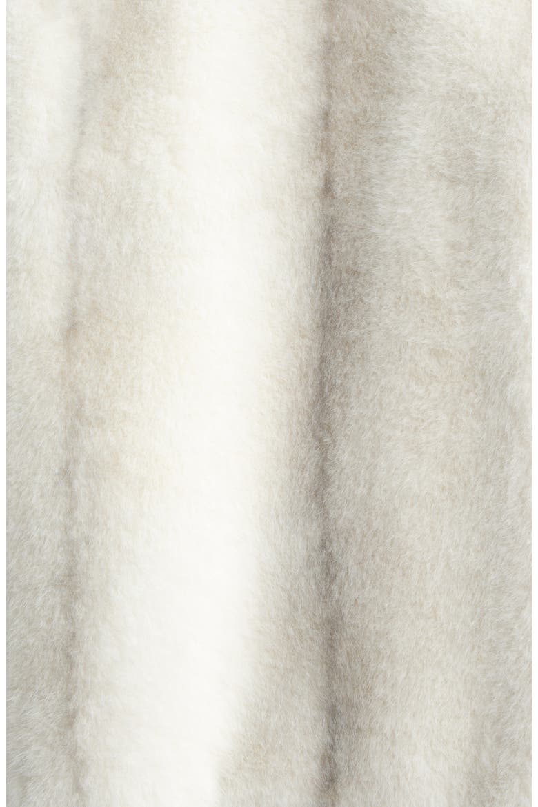 Benson Satin Bow Faux Fur Coat, Alternate, color, IVORY/BLACK