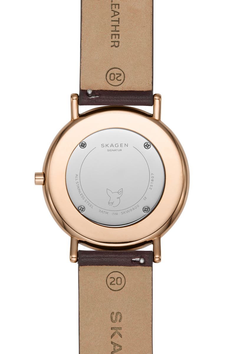 Skagen Signatur Leather Strap Watch, 40mm, Alternate, color, 