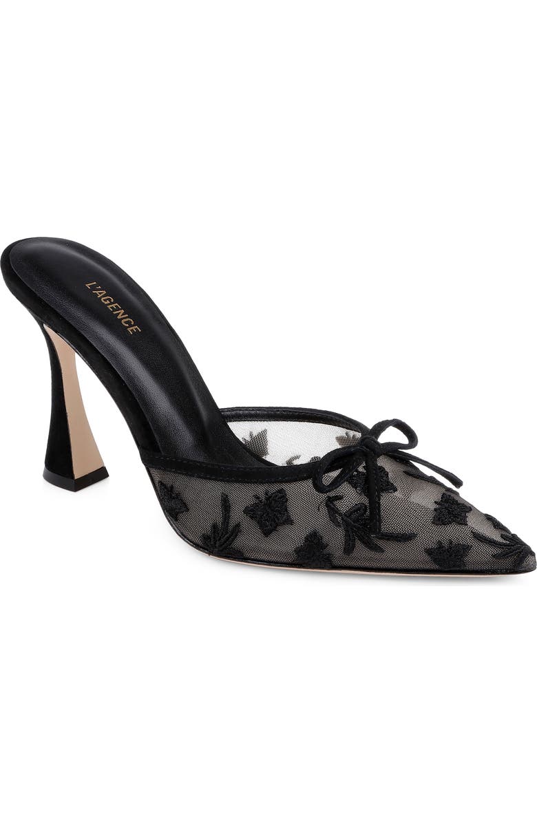 L'AGENCE Prasad Pointed Toe Mule, Main, color, Black Mesh