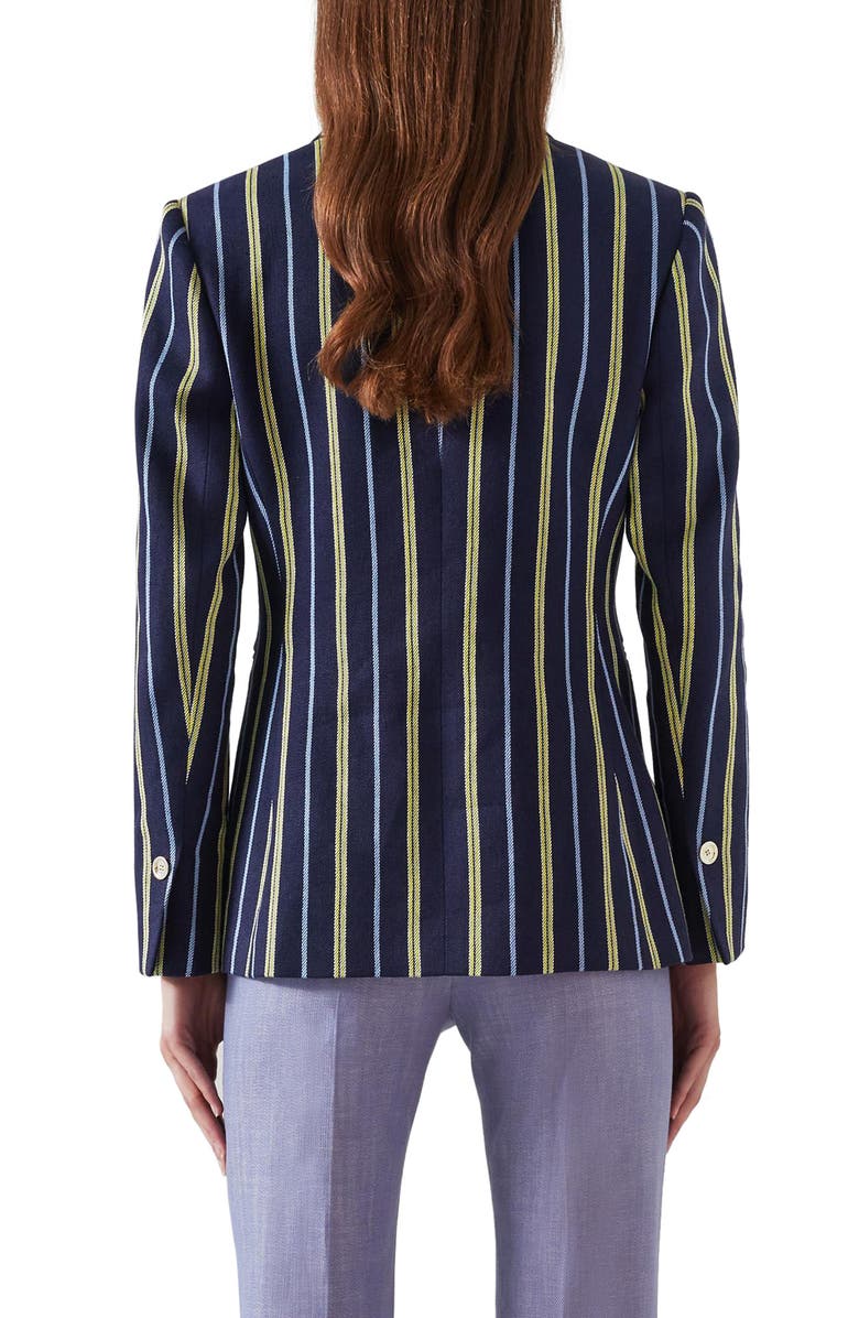 LK Bennett Mya Stripe Linen Blend Blazer, Alternate, color,
