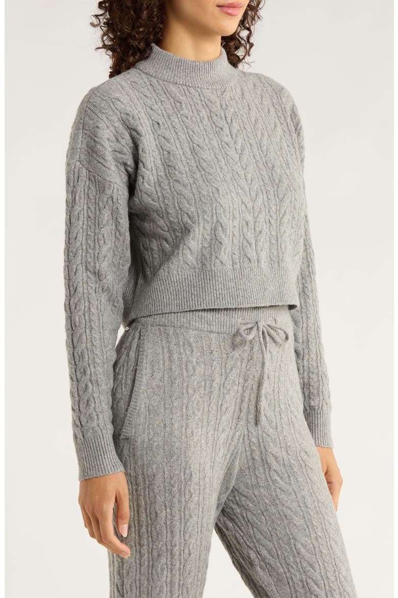 Cable Knit Crop Sweater, Alternate, color, STEEL GREY