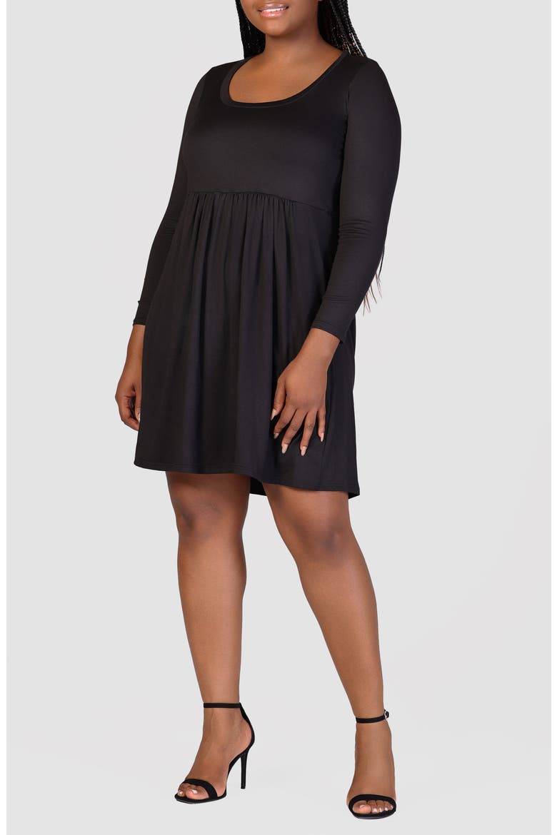 Long Sleeve Knit Babydoll Dress, Alternate, color, BLACK
