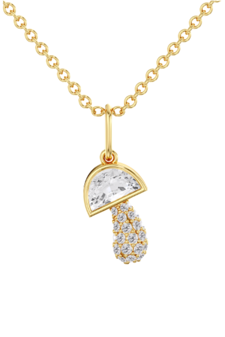 Mushroom Lab Diamond Charm Pendant in 14K, Alternate, color, Yellow Gold