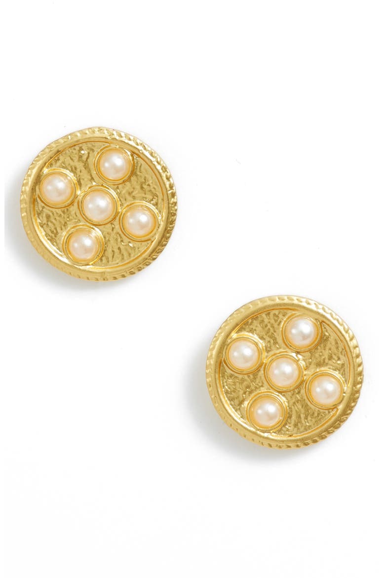 Imitation Pearl Stud Earrings, Main, color, GOLD