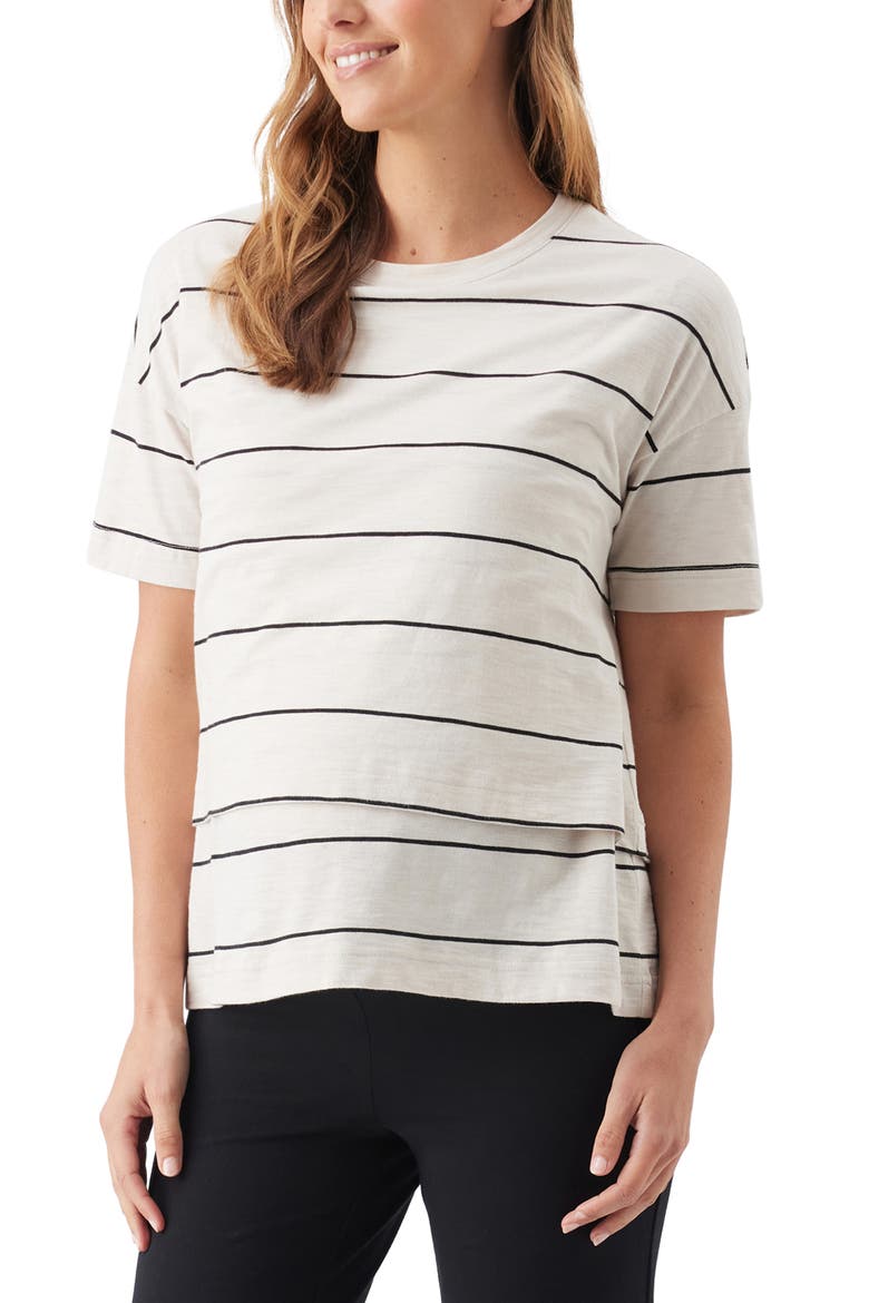Claudette Nursing Tee, Alternate, color, Ecru / Black