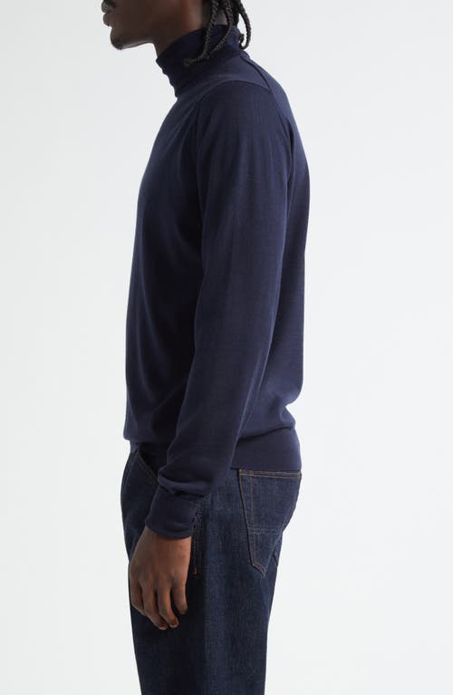 John Smedley Richard Turtleneck Merino Wool Sweater In Blue