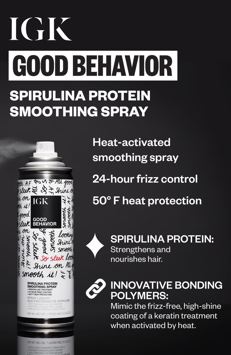 IGK Good Behavior Spirulina Protein Smoothing Spray, Alternate, color, 