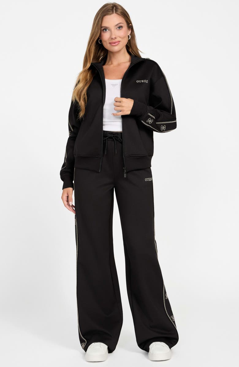 GUESS Octavia Wide Leg Sweatpants, Alternate, color, Black-Black