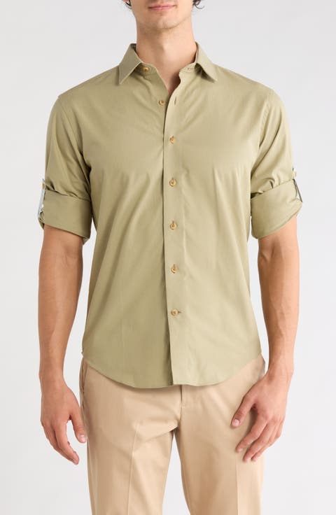 Solid Cotton Trim Fit Shirt