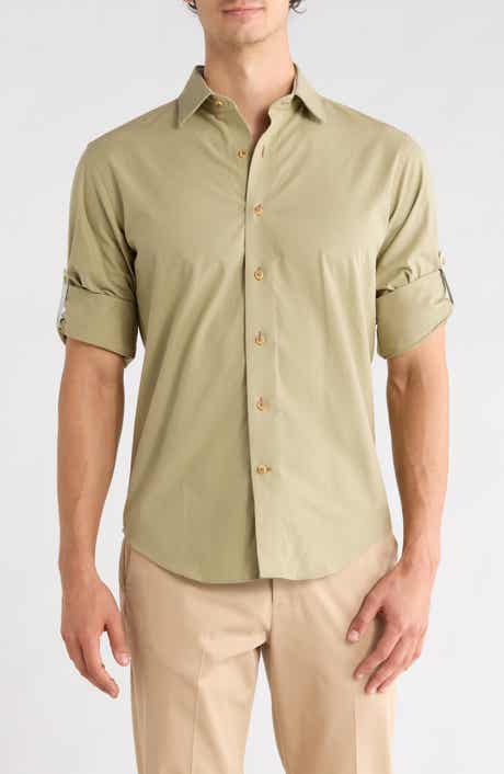 Solid Cotton Trim Fit Shirt