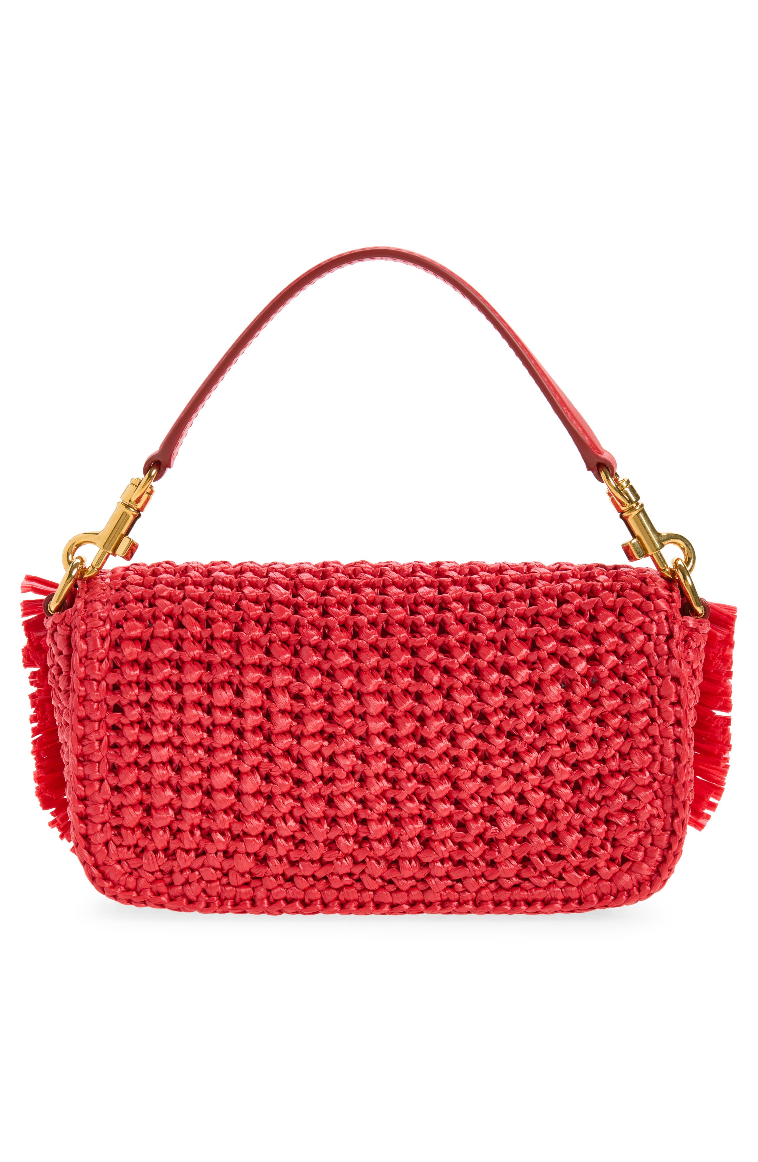 Faux Raffia Shoulder Bag, Alternate, color, 87124 ROSSO PAPAVERO