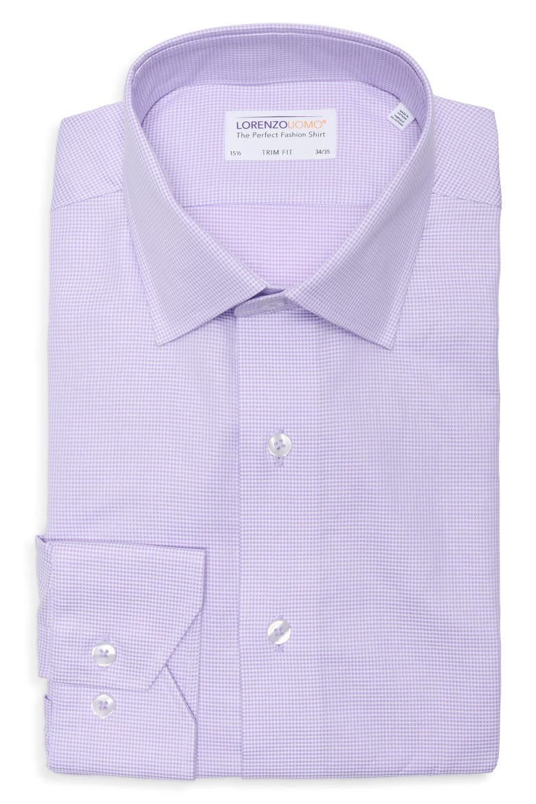 Trim Fit Mini Houndstooth Cotton Dress Shirt, Alternate, color, WISTERIA
