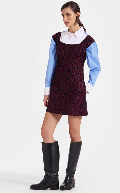 La Doublej Arabesque Mini Dress Pixel Jacquard Blue In Blue