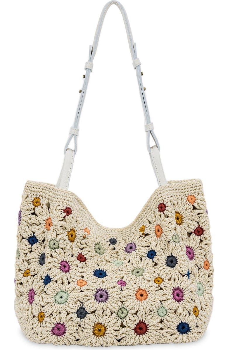 The Sak Los Feliz Medium Crochet Tote Bag, Alternate, color, Natural Multi Flowers