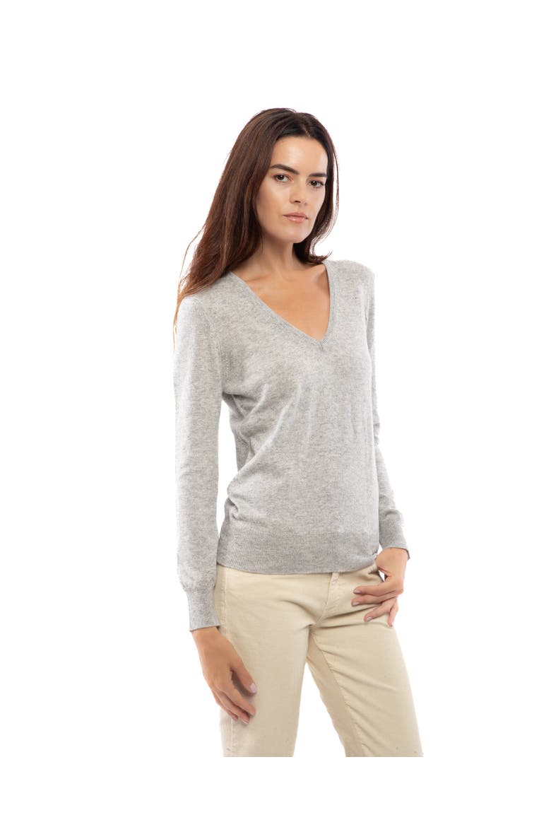 Pure Cashmere Essential V-Neck Sweater, Alternate, color, Camel