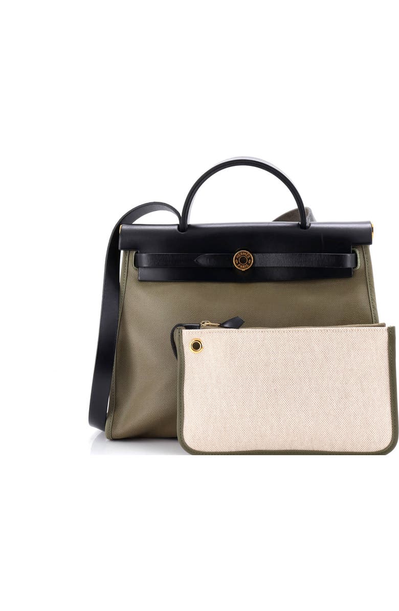 Pre-Owned Hermes Herbag Zip Leather and Toile 31, Alternate, color, Lichen