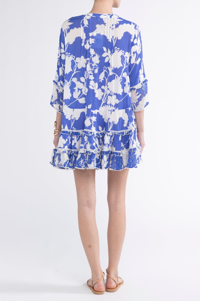 Bella Ciao Cover-Up Flower Mini Dress, Alternate, color, Blue