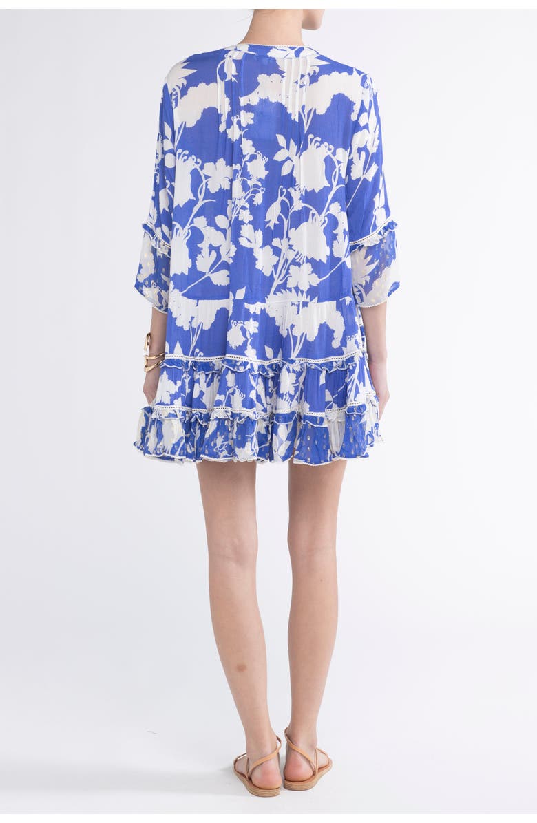Sunday St. Tropez Bella Ciao Cover-Up Flower Mini Dress, Alternate, color, Blue