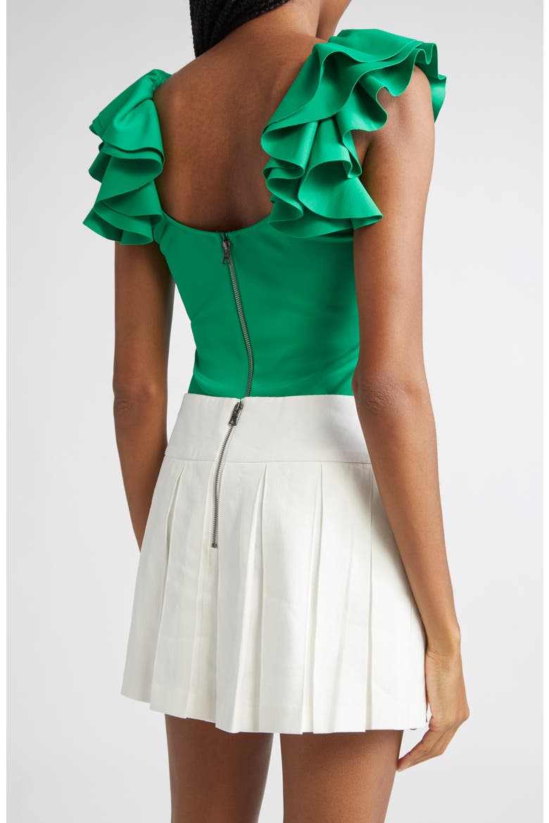 Tawny Ruffle Sleeve Bodysuit, Alternate, color, LIGHT EMERALD