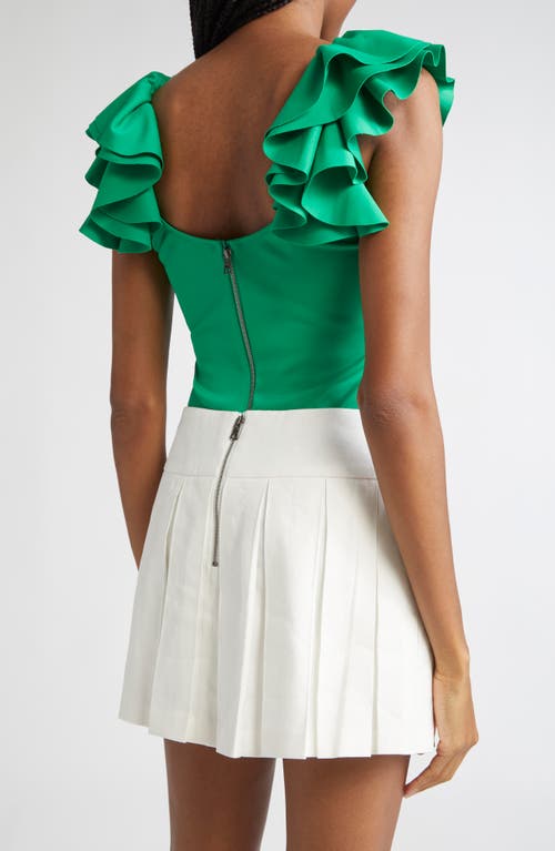 Alice And Olivia Tawny Ruffle Sleeve Bodysuit