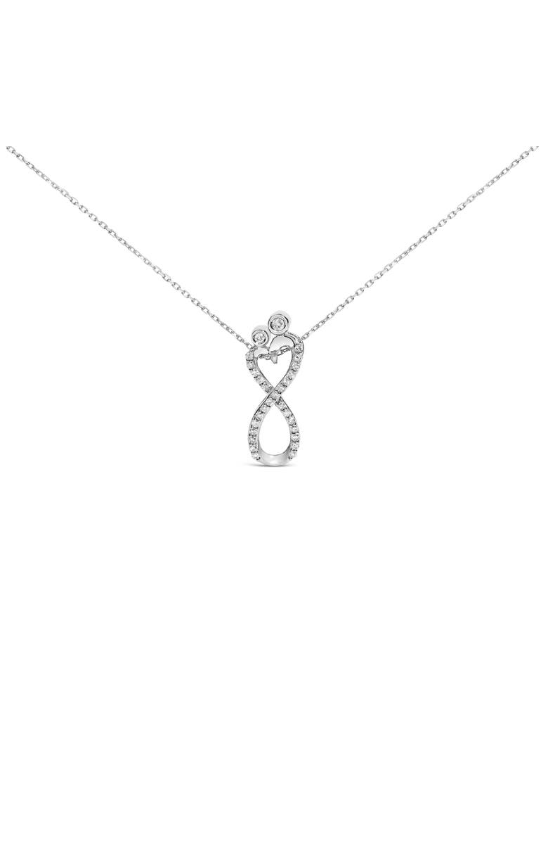 Haus of Brilliance Sterling Silver 1/4 Cttw Diamond Infinity Motif Pendant Necklace, Main, color, Silver