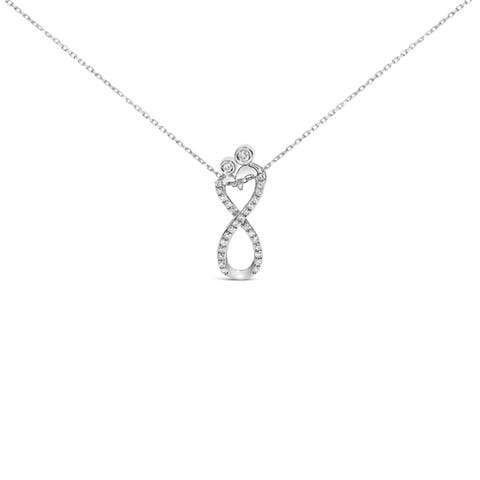 Sterling Silver 1/4 Cttw Diamond Infinity Motif Pendant Necklace