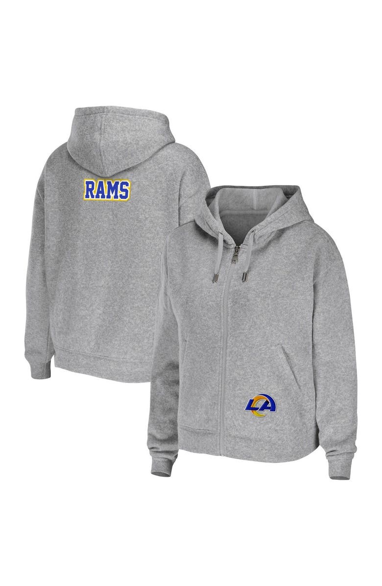 WEAR by Erin Andrews Women's WEAR by Erin Andrews Heathered Gray Los Angeles Rams Team Full-Zip Hoodie, Main, color, Heather Gray