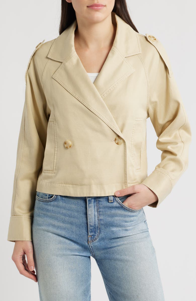 CITY BLUES Double Breasted Crop Trench Jacket, Alternate, color,
