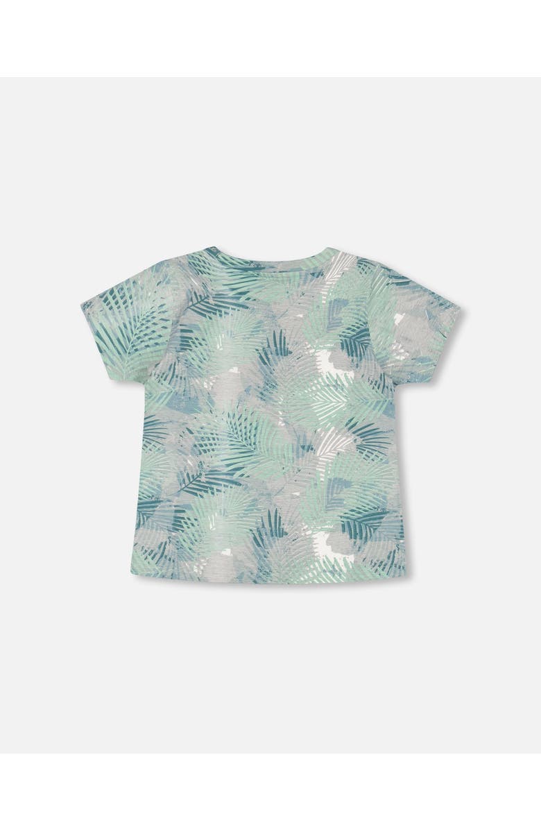 Deux par Deux Baby Boy's Organic Cotton Printed T-Shirt Green Jungle Leaves Print, Alternate, color, 