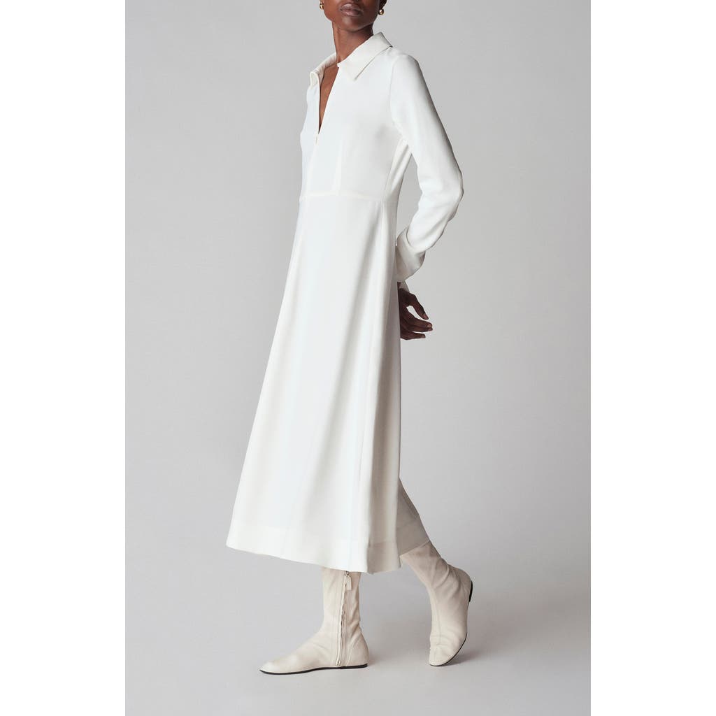 Co Long Sleeve Shirt Dress In Ivory
